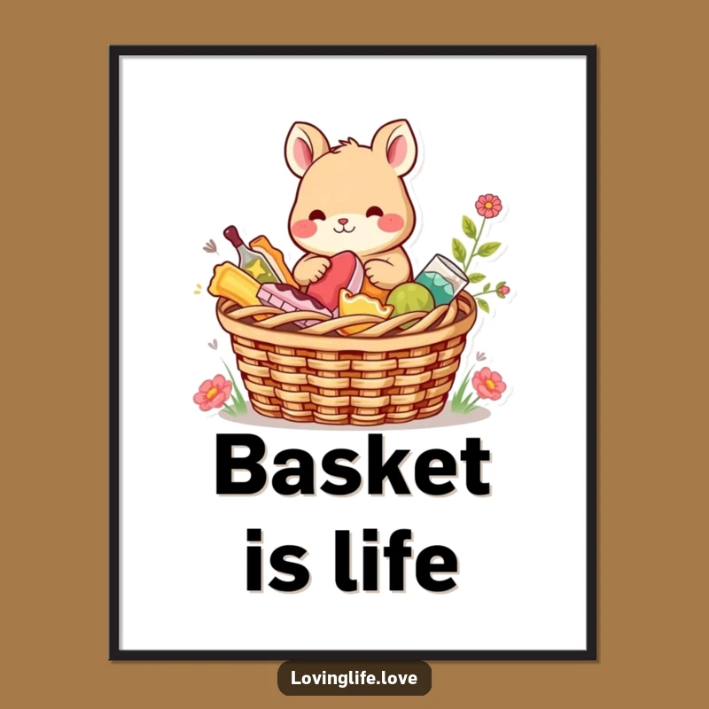 Funny Picnic Animal Poster: Charming Art for Humorous Kitchens and Dining Areas