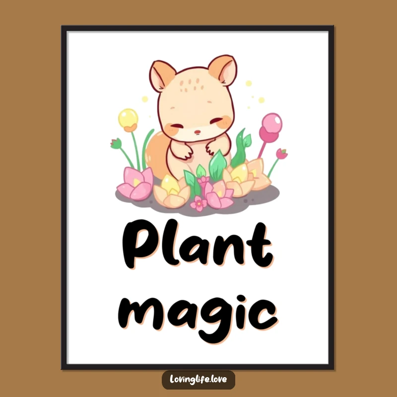 Funny Garden Animal Poster: Enchanting Art for Walls, Humorous Plant Gift